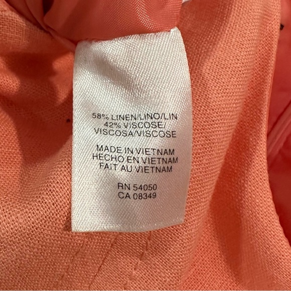 Nine West Linen Blend Coral Gold Stamped Design Pocket Dress 8 - Picture 10 of 11